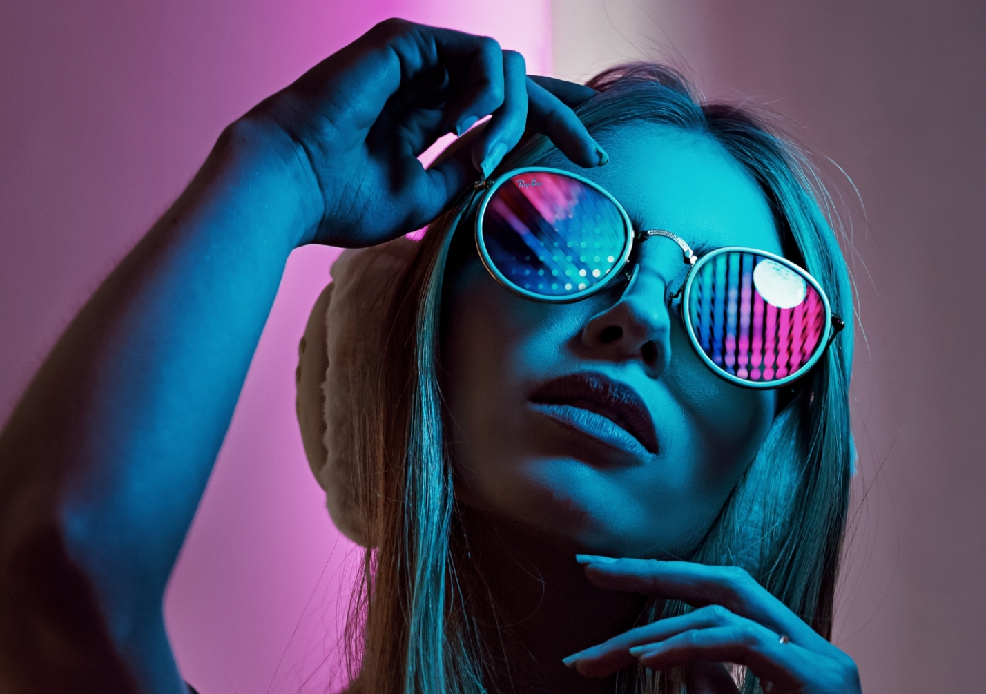 A woman wearing glasses