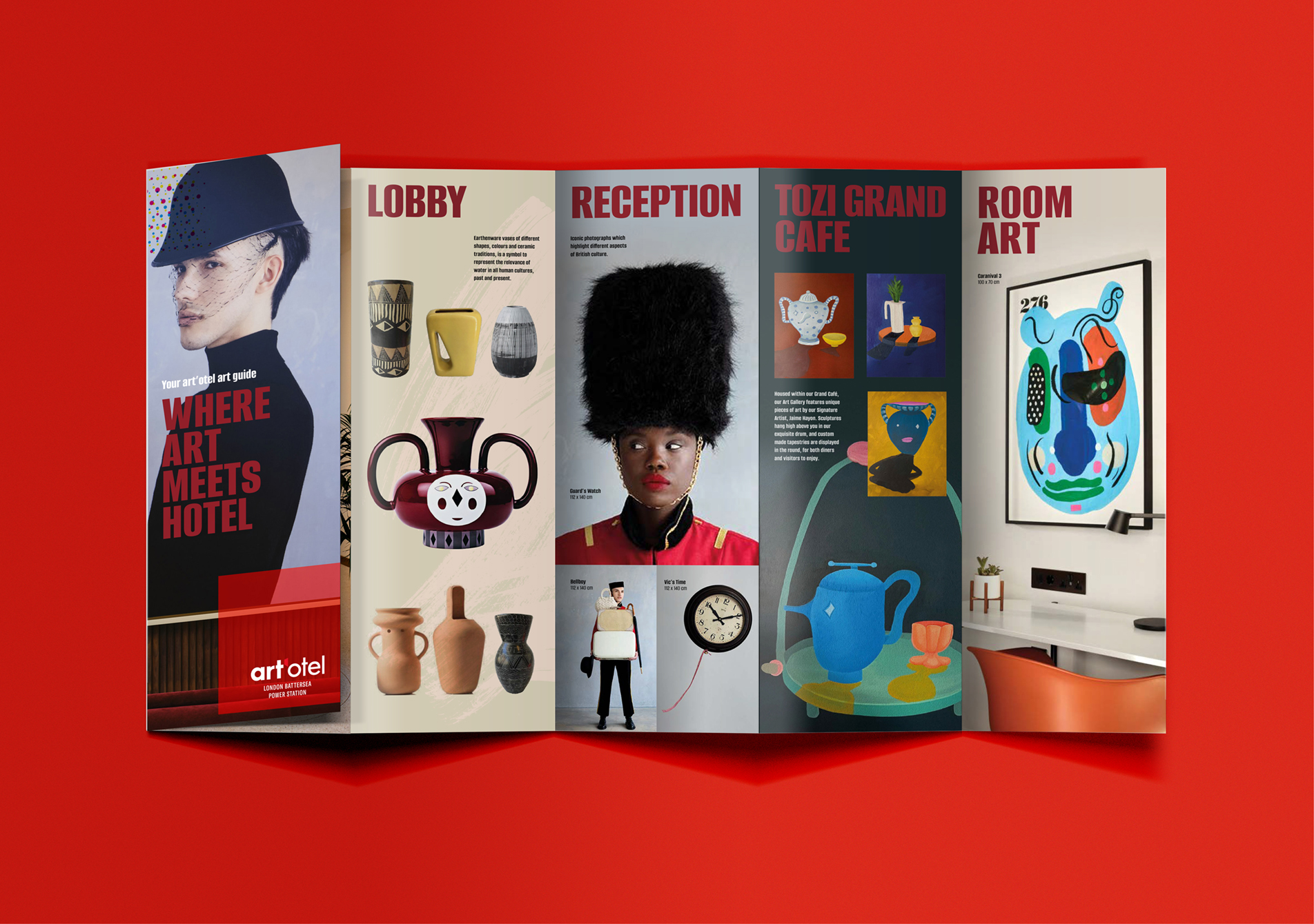 art'otel Battersea artists guide leaflet displayed on red background