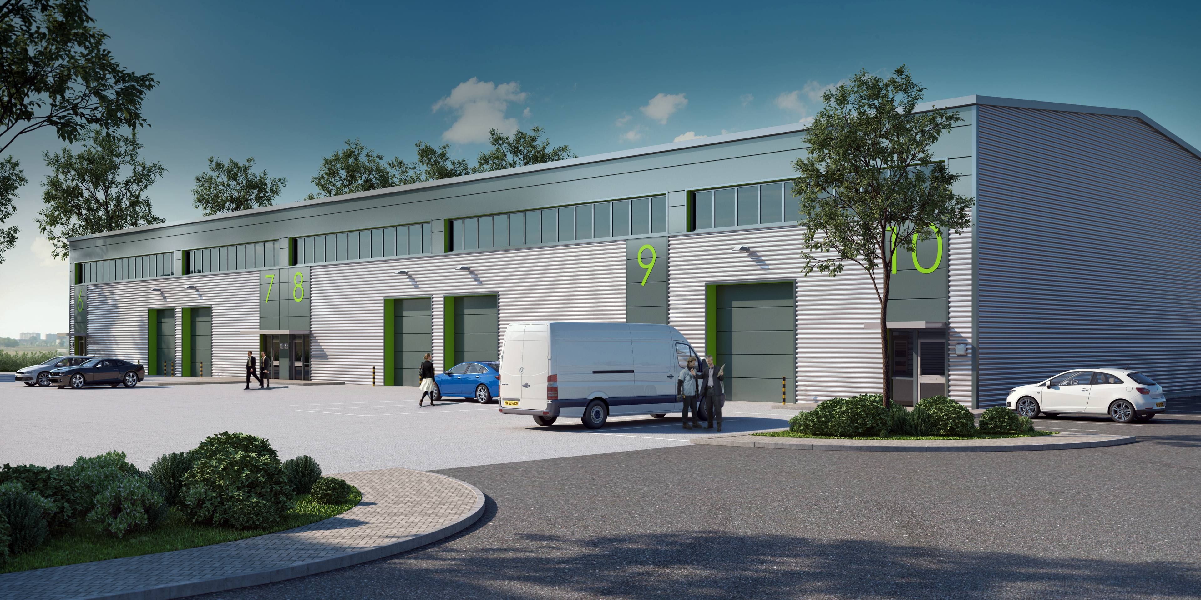 A computer generated image of a terrace of Chancerygate industrial units