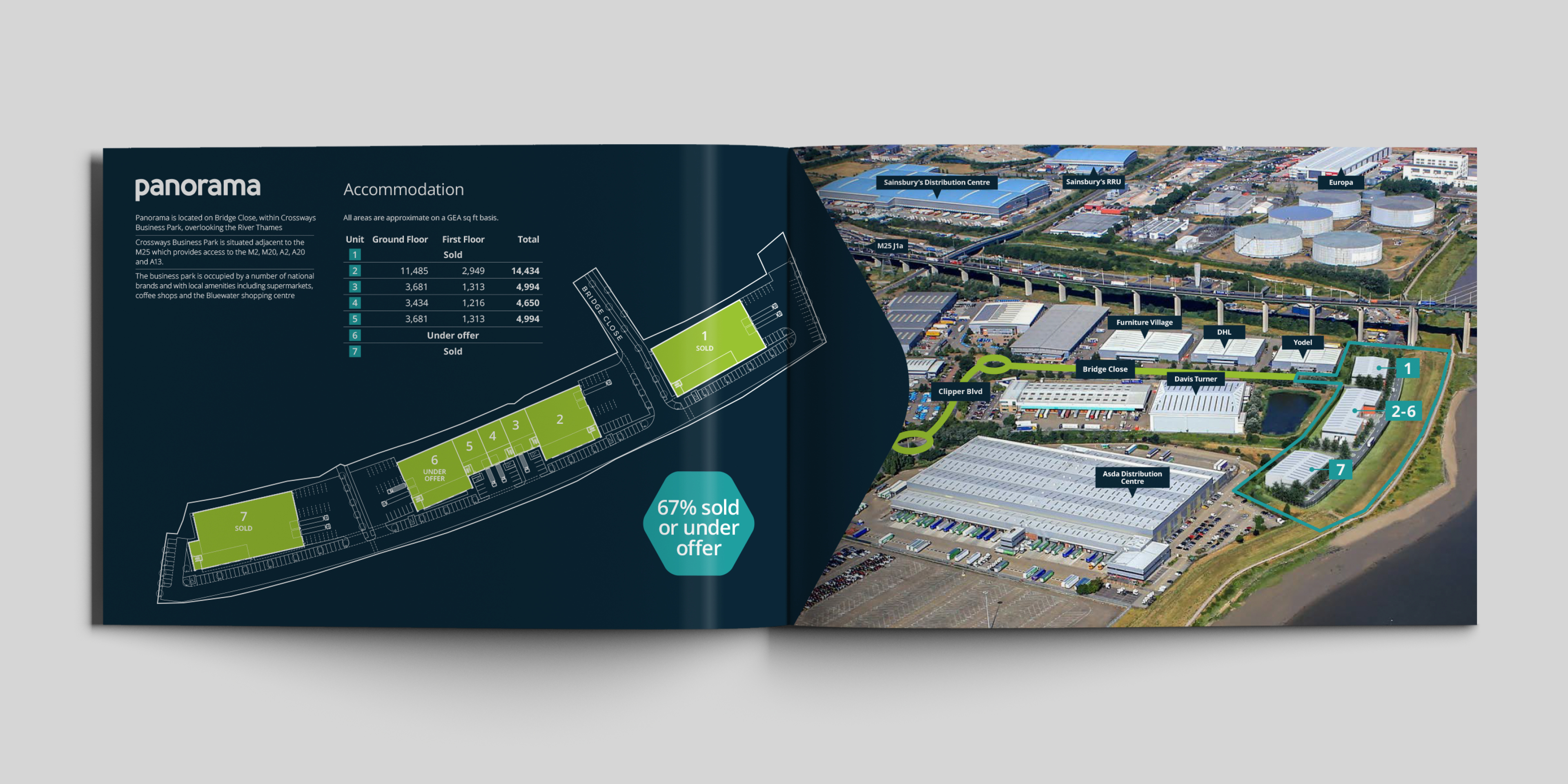 A Chancerygate marketing brochure spread shown on a grey background