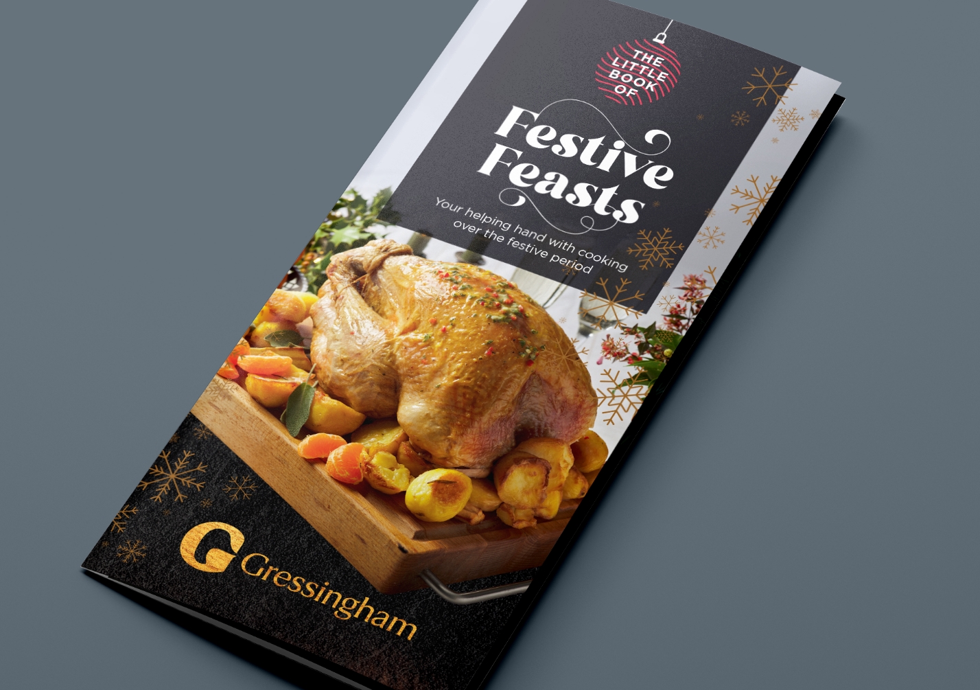 Gressingham recipe leaflet on a grey background