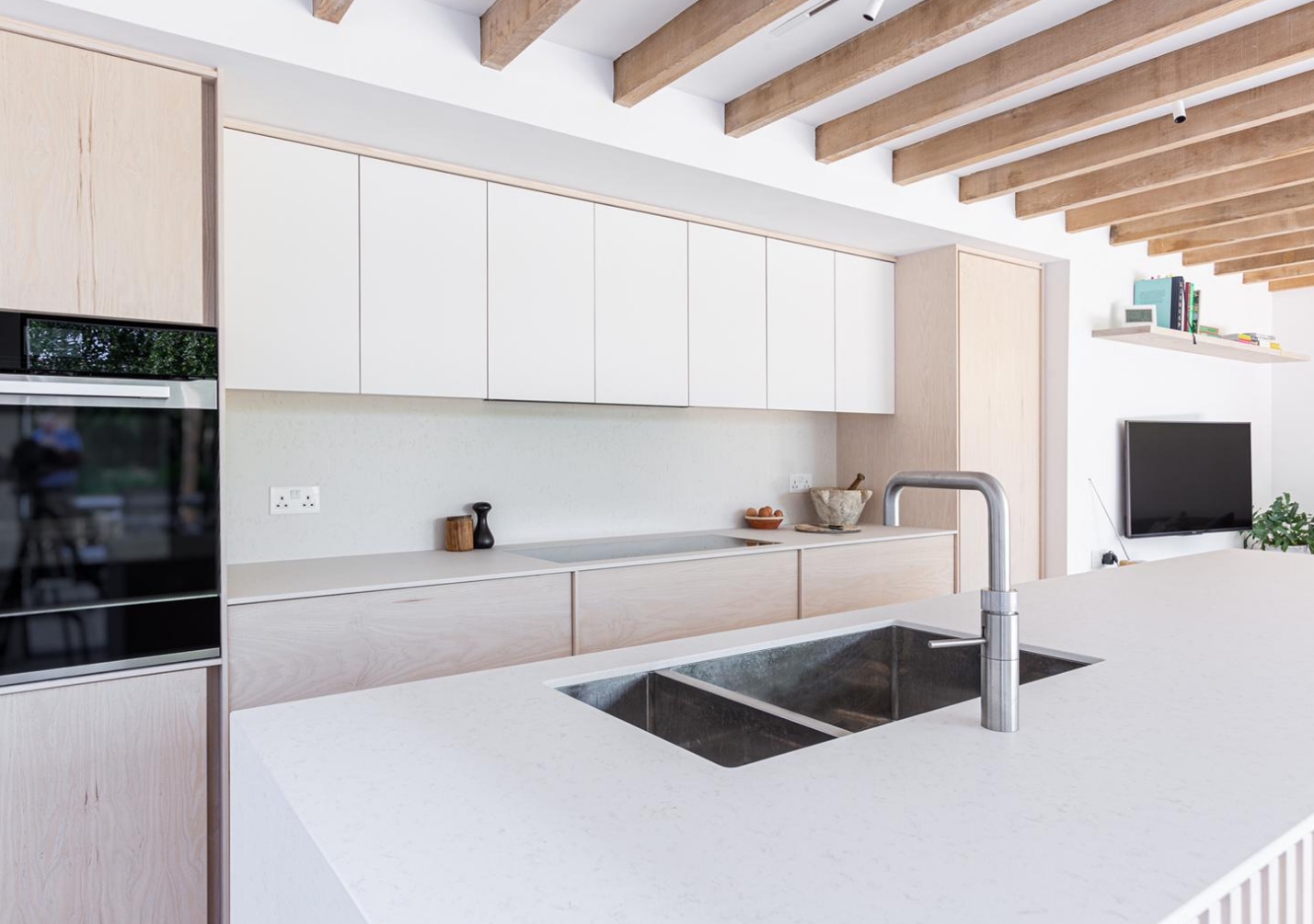 Kitchen cupboards and sink