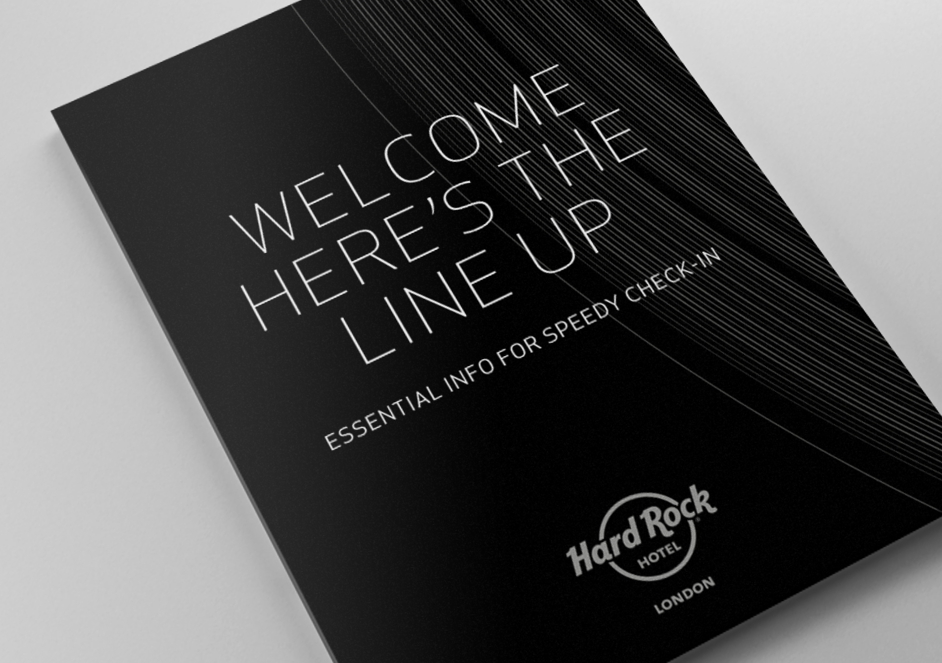 Hard Rock Hotel London speedy check in print design information booklet