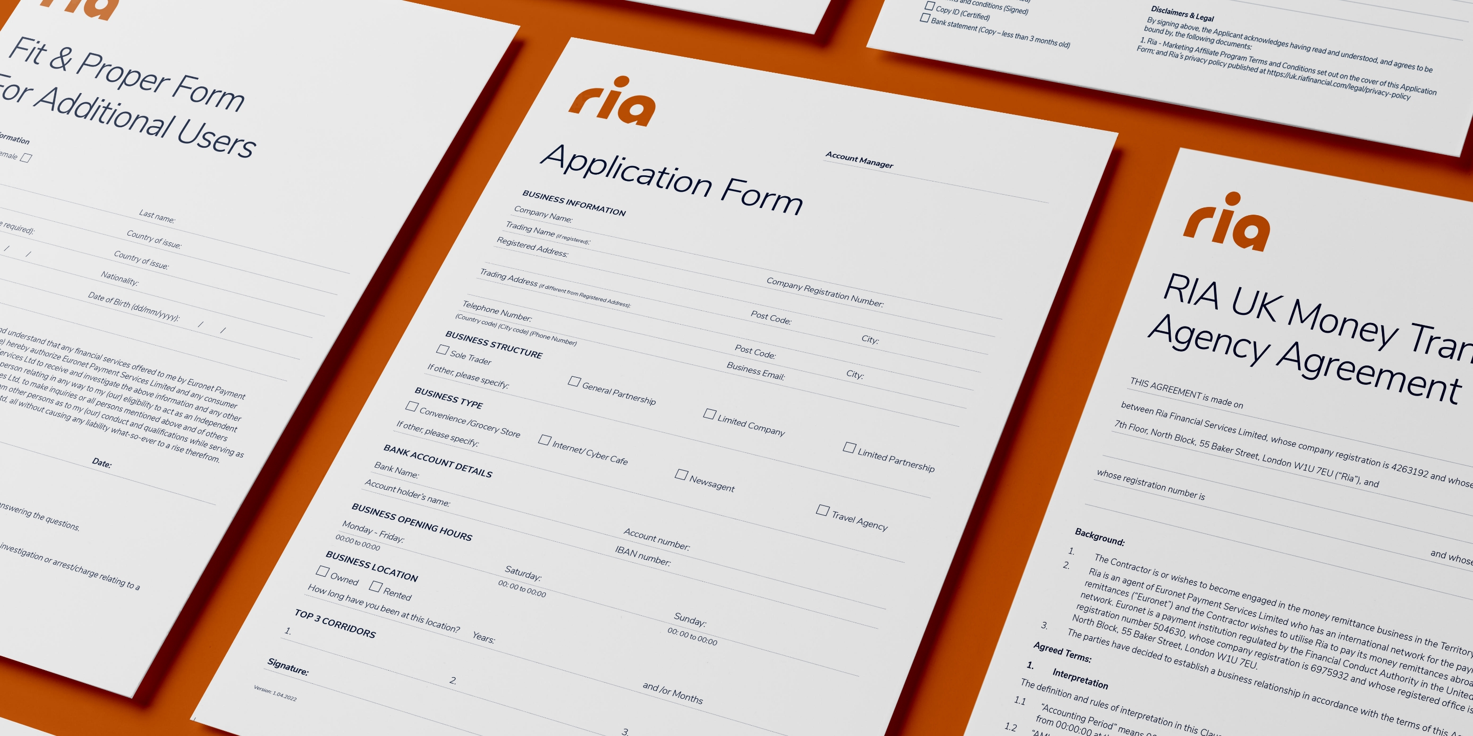 Ria forms on an orange background