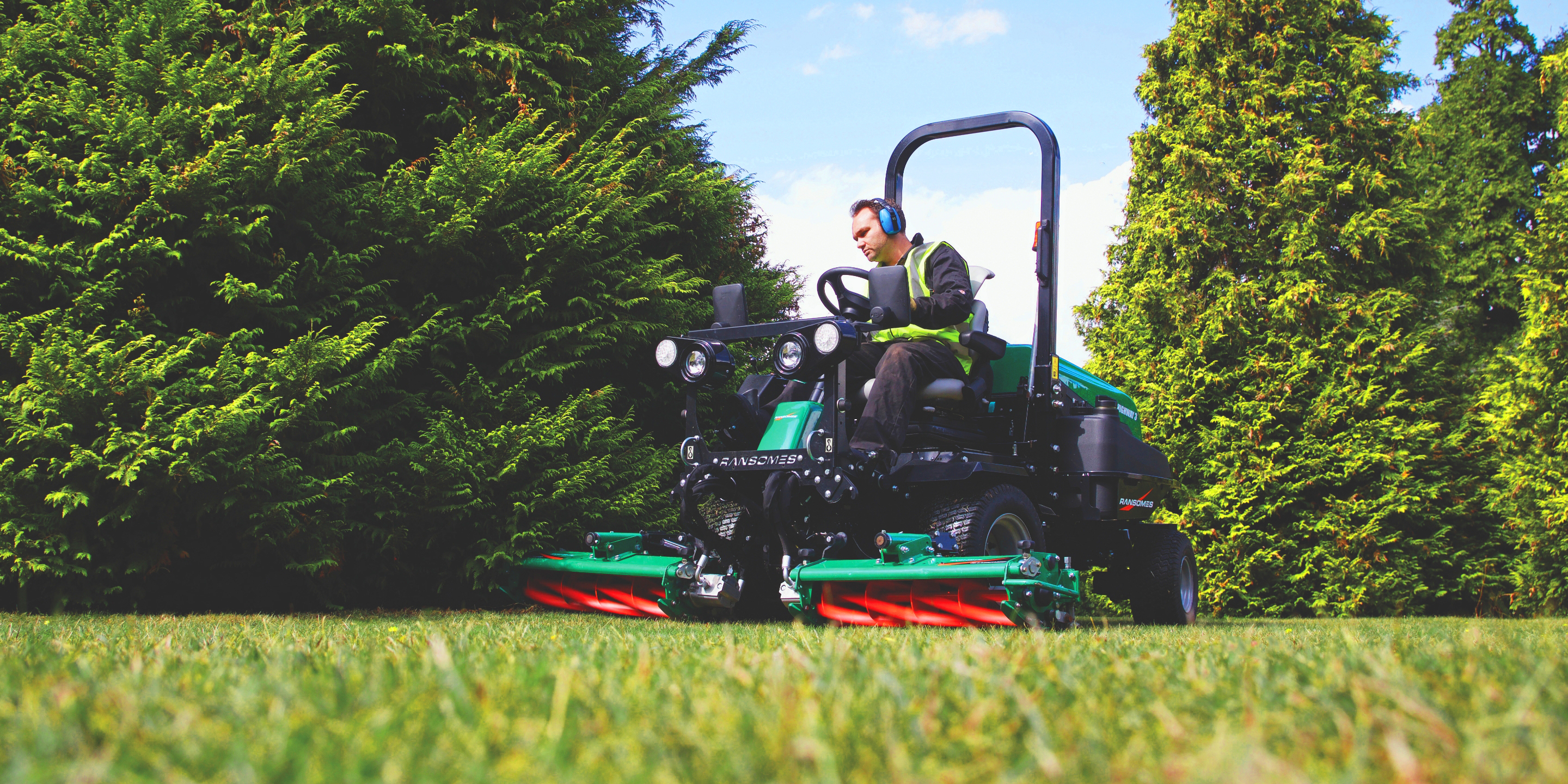 Photograph of a Ransomes mower cutting grass