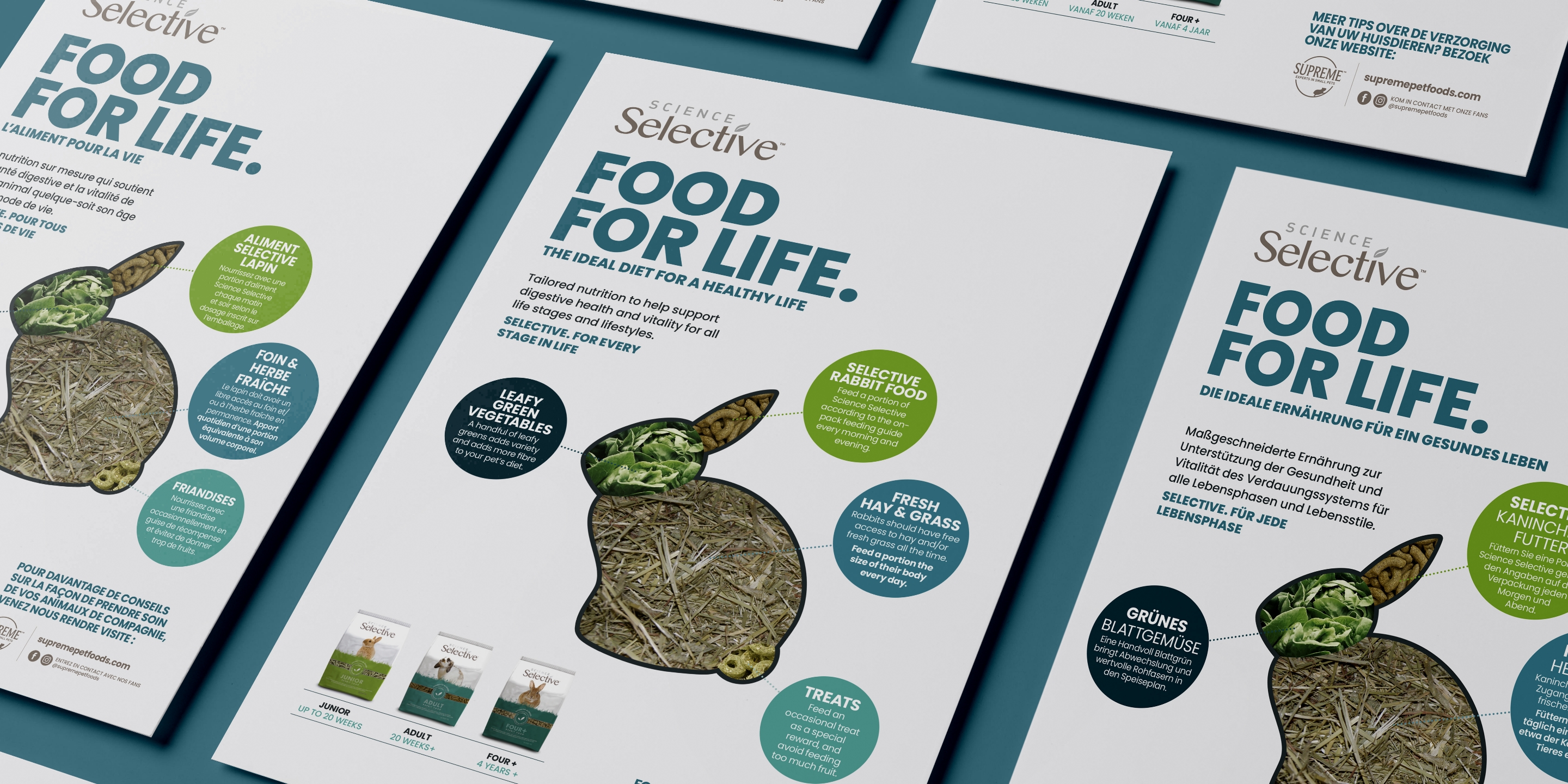 Supreme Petfoods posters on a green background