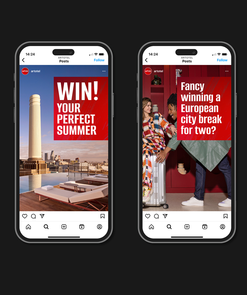 Art'otel Instagram competition post displayed on mobile phone