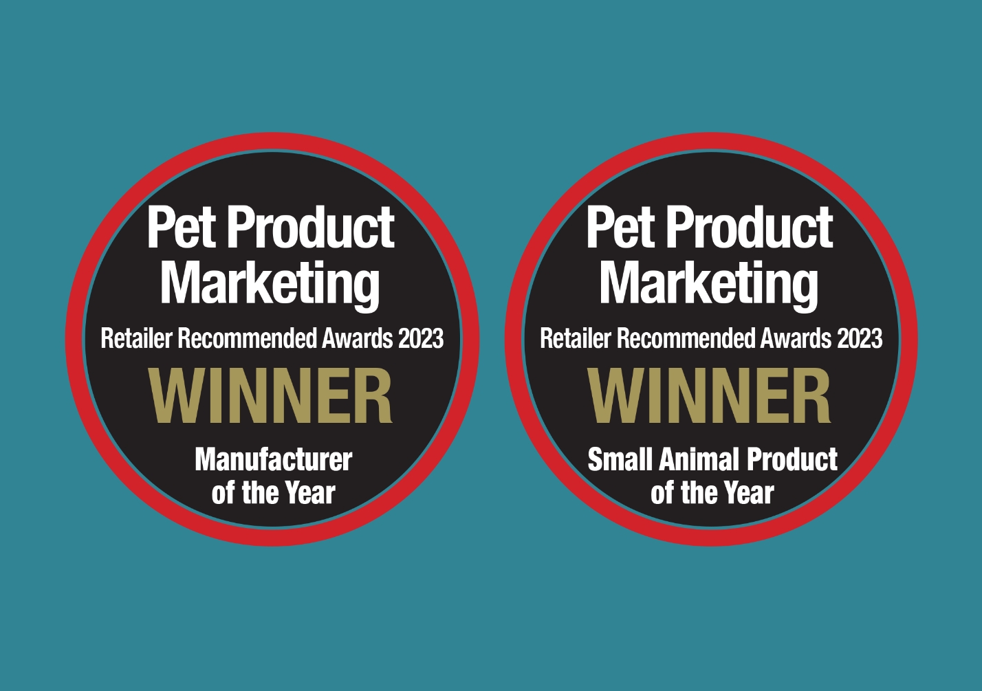 Awards logos on a green background